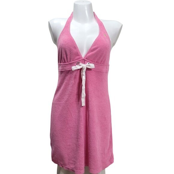 Ralph Lauren Terry Cloth Halter Dress Cover up Pink L - Picture 8 of 8